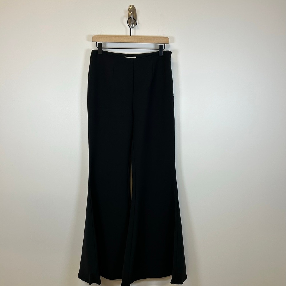 Anthropologie Flare Trousers Black Size 10 High Rise Wide Leg Statement Chic - Picture 4 of 10